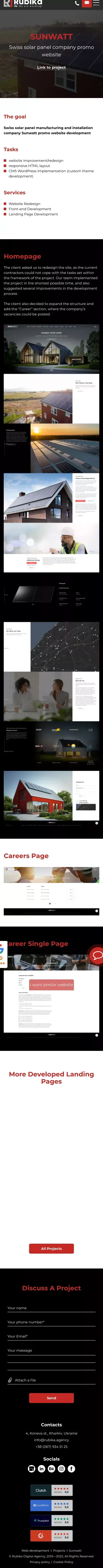 Sunwatt landing page – Rubika Digital Agency mobile view