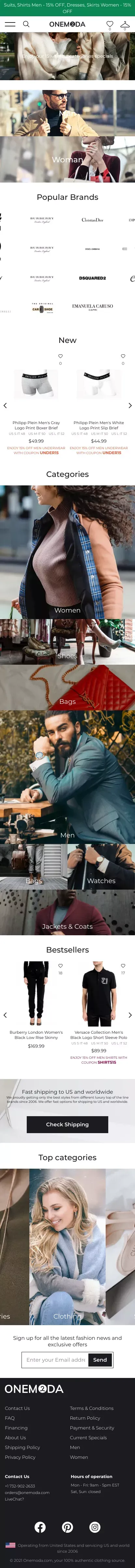 Luxury Brand Clothing, Shoes & Accessories | Onemoda.com mobile view