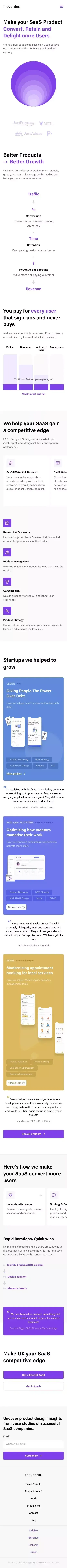 SaaS UX/UI Design Agency | Convert & Retain more Users | Ventur mobile view