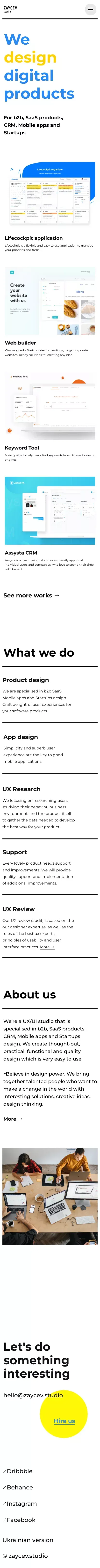 zaycev.studio We designing user interface for b2b, SaaS products, CRM, Mobile apps and Startups. UI UX design mobile view