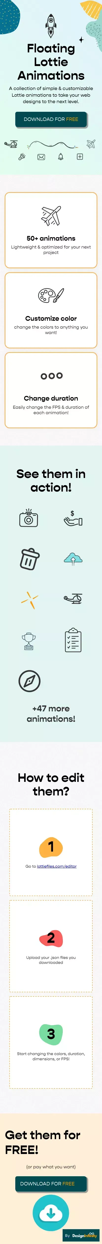 Free Floating Lottie Animations mobile view