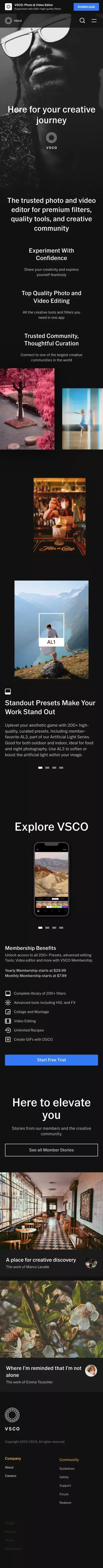 VSCO | Photo & Video Editing App & Sharing Platform mobile view
