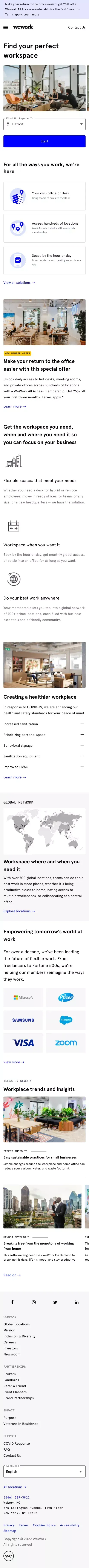 WeWork | Office Space and Workspace Solutions mobile view