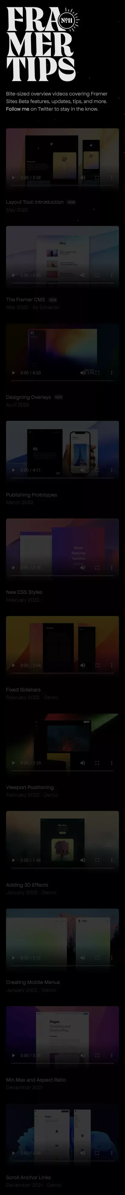Framer Tips mobile view