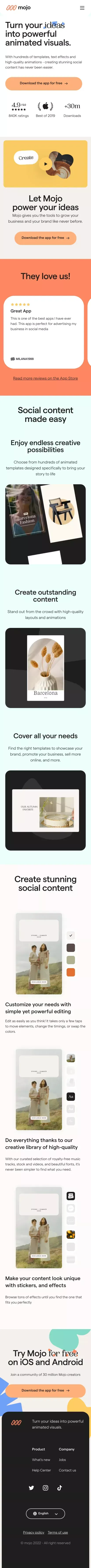 Mojo - Social Video and Content App for Small Businesses mobile view