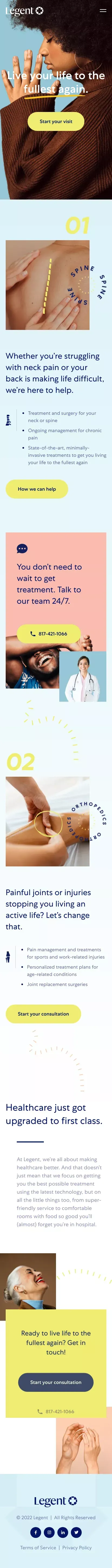 Legent Health mobile view