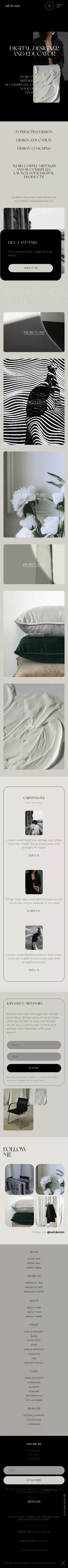 Salt & Mist - Webflow Ecommerce website template mobile view