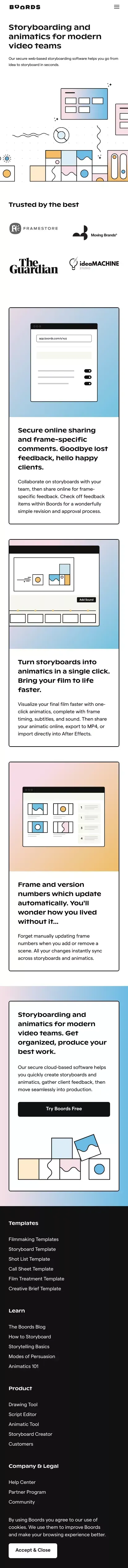 Free Online Storyboard Creator | Boords mobile view