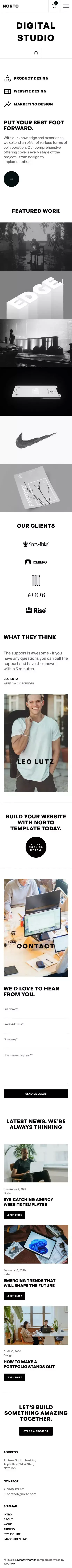 Norto - Webflow Ecommerce website template mobile view