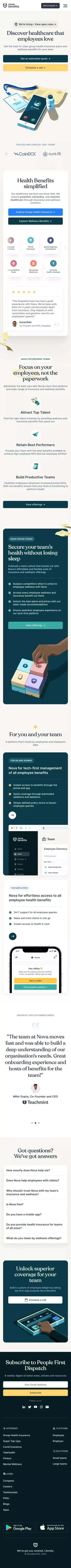 Employee Health Insurance and Benefits Platform | Nova Benefits mobile view