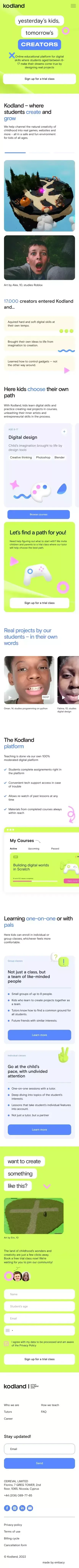 Online platform for digital skills | Kodland Home mobile view