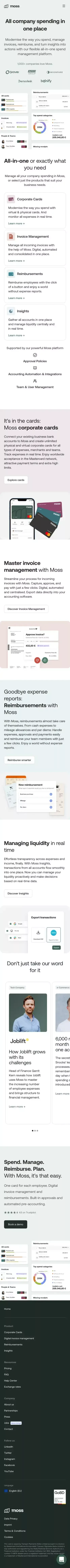 Moss: The all-in-one spend management platform mobile view