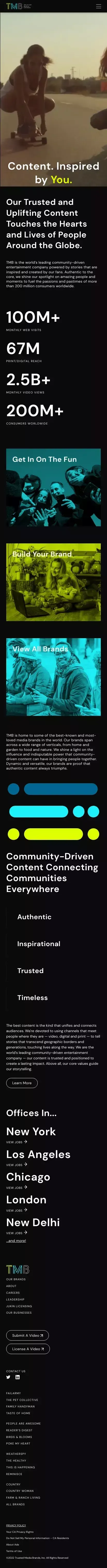 TMB | Connecting Audiences | Content. Inspired by You. mobile view