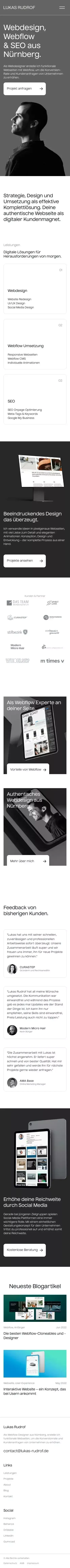 Lukas Rudrof – Funktionales Webdesign, Webflow & SEO mobile view