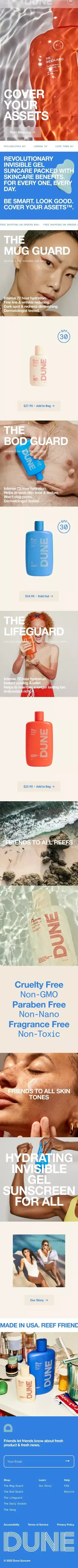 Dune Suncare mobile view