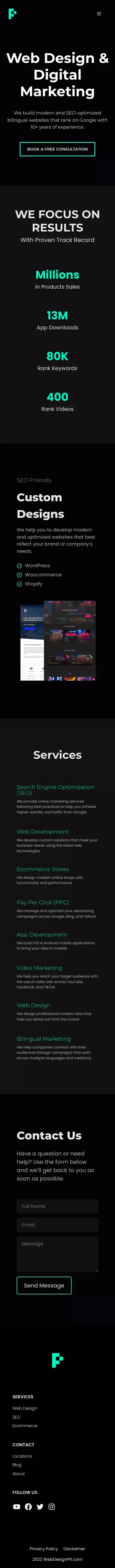Web Design PX - Digital Marketing Agency mobile view