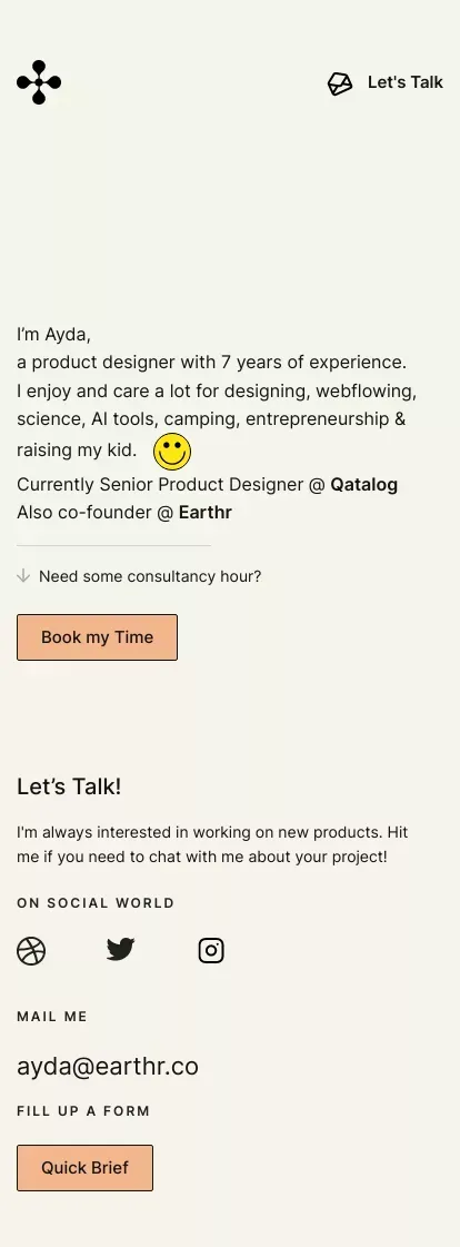 Ayda Oz - Product Designer mobile view