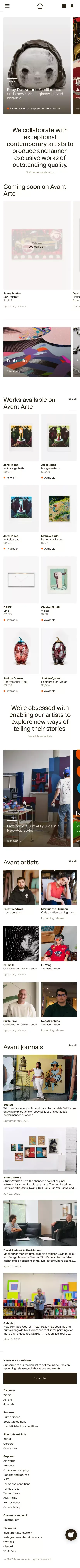 Avant Arte – discover and buy art in a radically different way mobile view