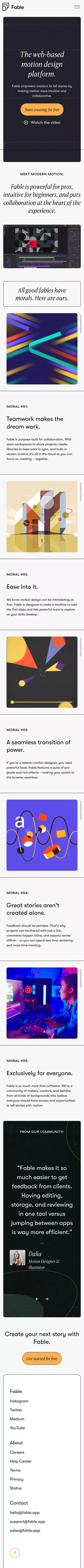 Fable – The web-based motion design platform mobile view