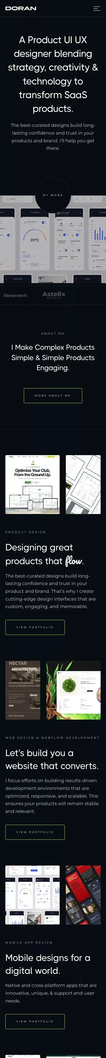 Doran | Product Designer mobile view