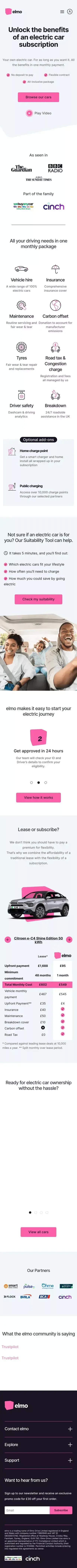 Flexible & affordable electric car subscriptions - elmo mobile view