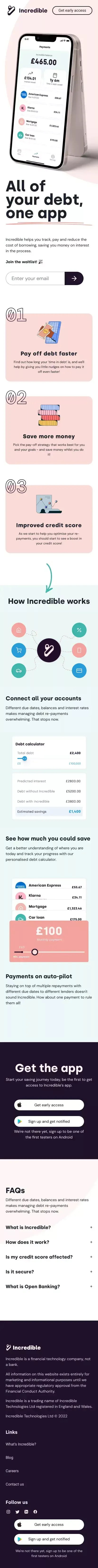 Incredible - Save on your debt mobile view