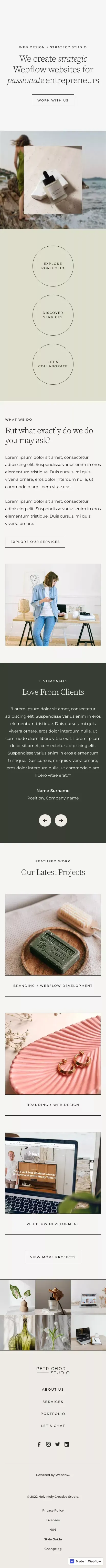 Petrichor - Webflow HTML website template mobile view