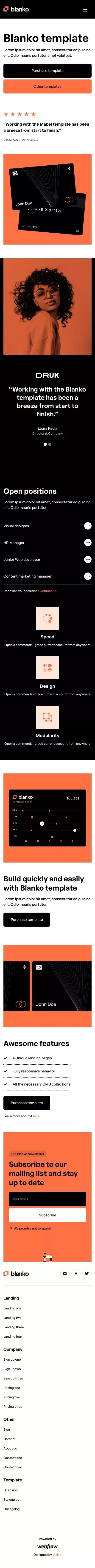 Blanko - Webflow website template mobile view