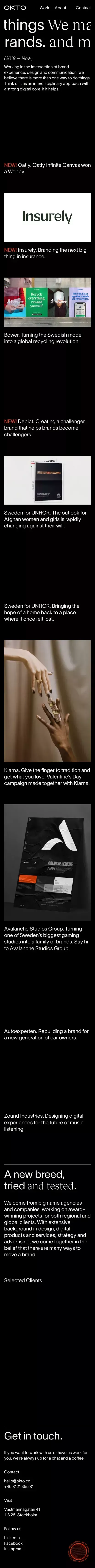 We make things and move brands - OKTO mobile view