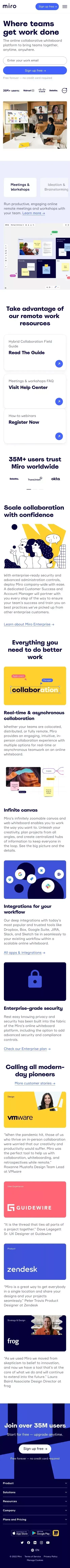 The Visual Collaboration Platform for Every Team | Miro mobile view