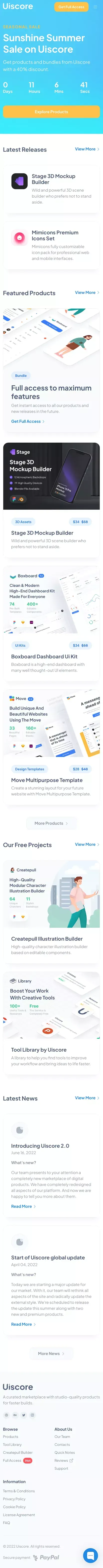 Uiscore: UI Kits, Design Templates, 3D & Vector Illustrations and More mobile view