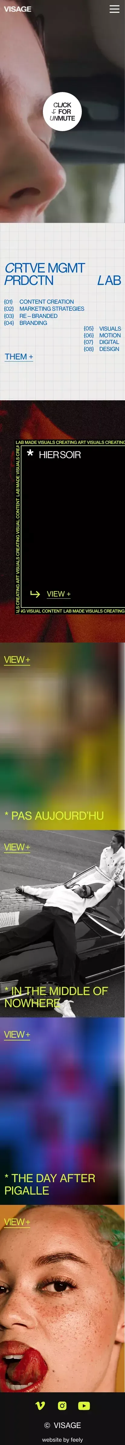 Visage mobile view