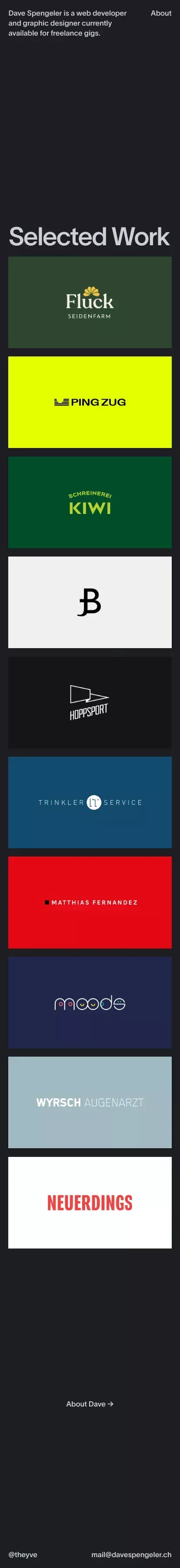 Dave Spengeler - Portfolio mobile view