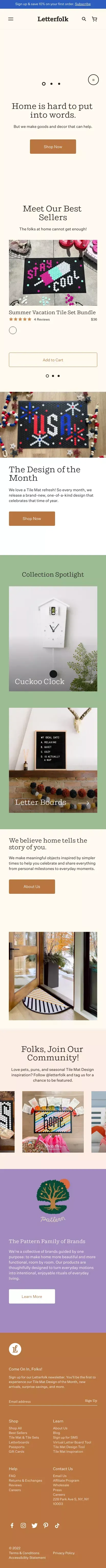 Letterfolk mobile view
