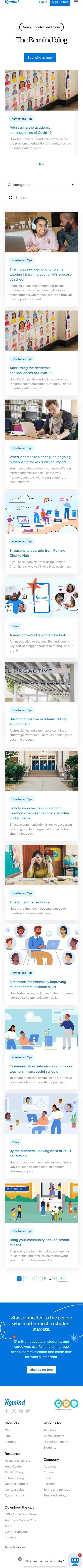 Blog | Remind mobile view
