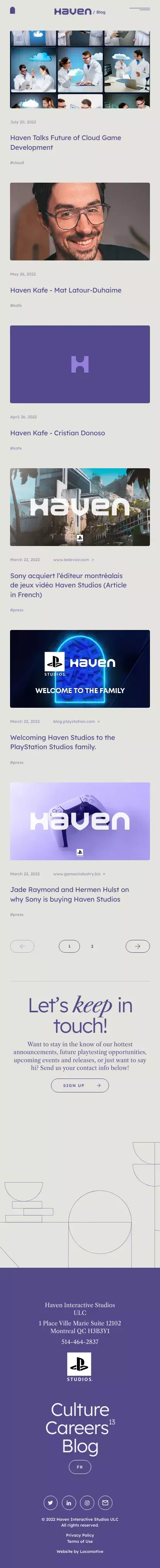 Blog | Haven Studios mobile view