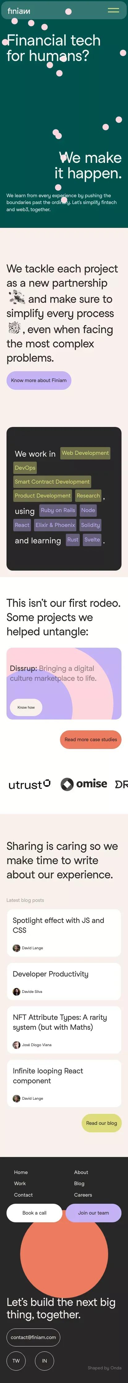 Finiam • Simplifying the financial world mobile view