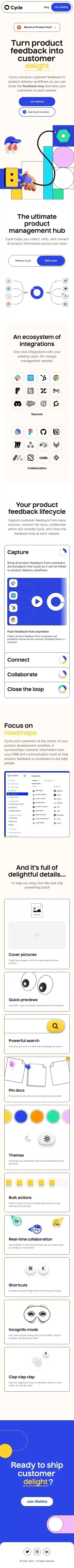 Cycle | Turn product feedback into customer love mobile view