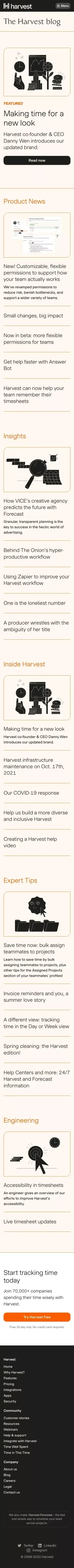 Time Tracking & Invoicing Blog - Harvest mobile view