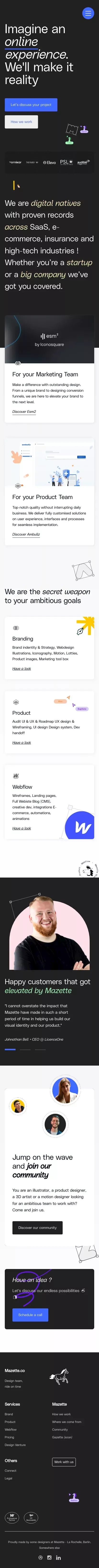 Mazette.co - Brand, Product, Webflow mobile view