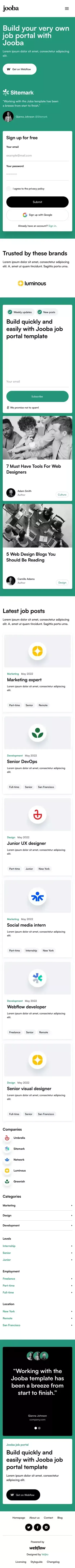 Jooba - Webflow HTML website template mobile view