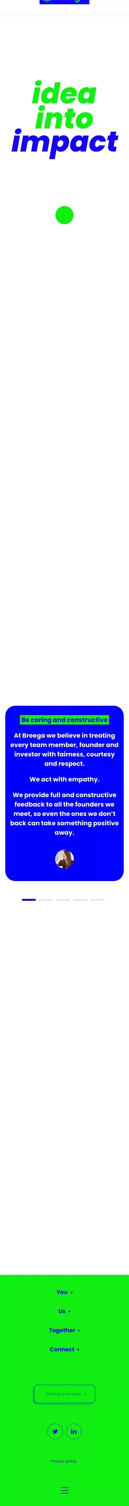Breega - idea into impact mobile view
