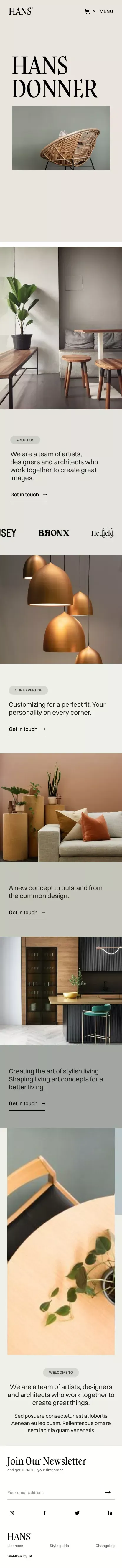 Hans - Webflow Ecommerce Website Template mobile view