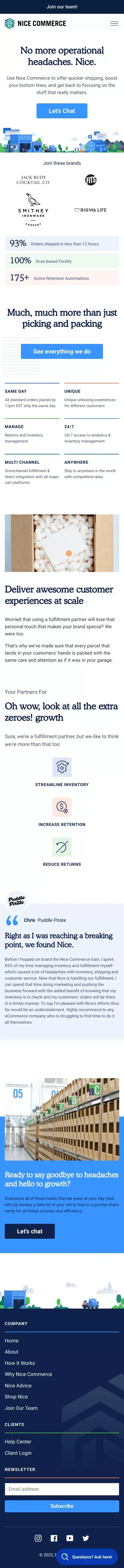Nice Commerce High-Touch Fulfillment 3PL mobile view
