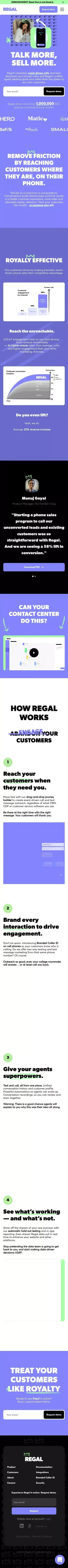 Regal.io | Outbound Phone & SMS Sales Platform mobile view