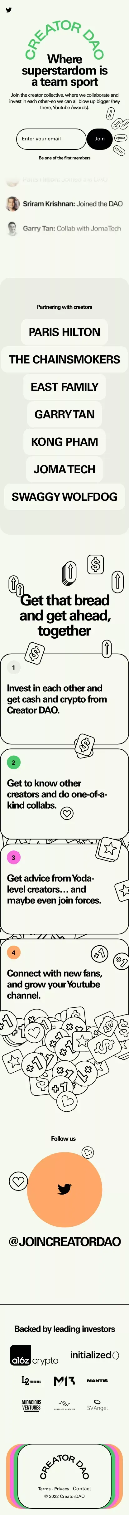 CreatorDAO mobile view