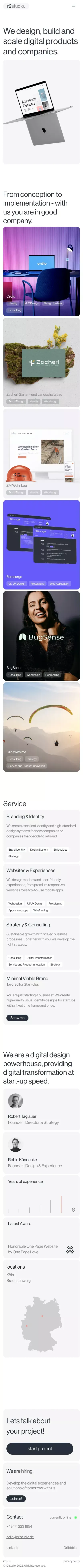 r2studio. - We design, build and scale digital experiences. mobile view