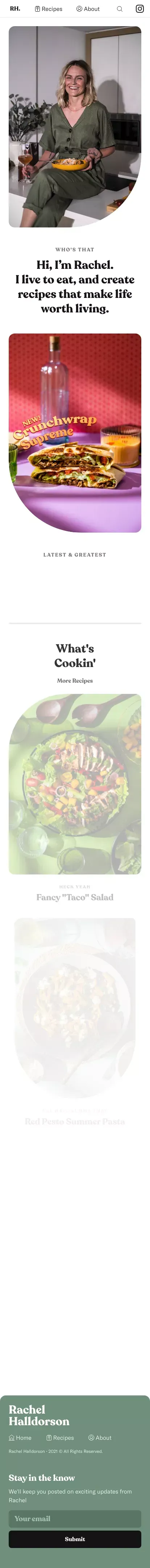 Rachel Halldorson — Recipe Creator mobile view