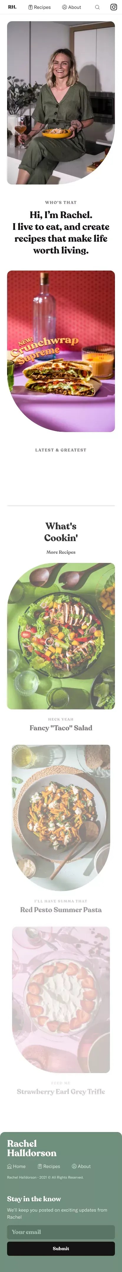 Rachel Halldorson — Recipe Creator mobile view