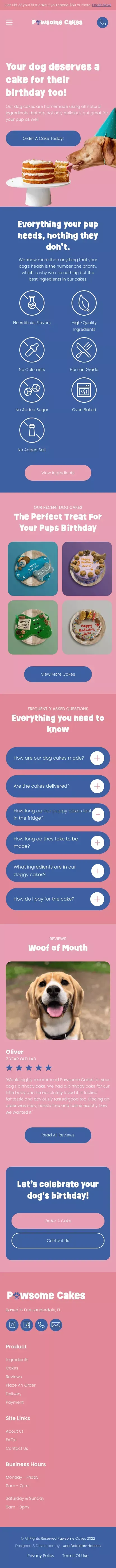 Pawsome Cakes - Dog Birthday Cakes in South Florida mobile view